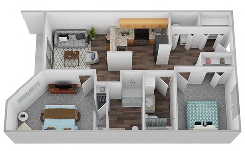 a floor plan of a two bedroom apartment at 6 Wood Flats, Lacey, 98503